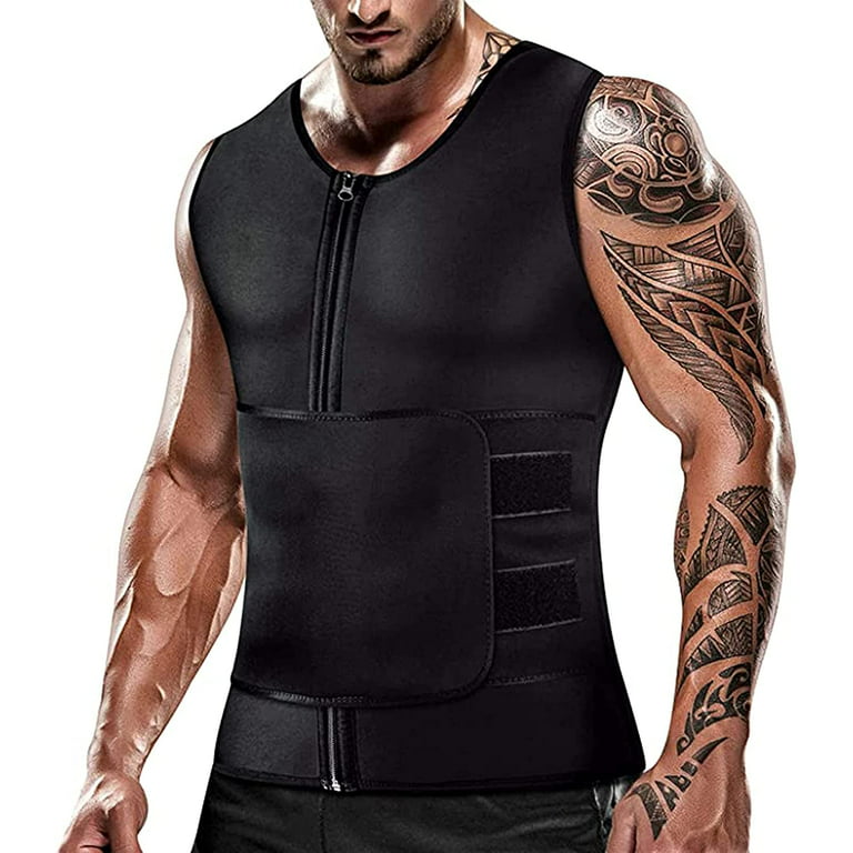 COMFREE Neoprene Sauna Suit for Men Waist Trainer Sweat Vest Zipper Body  Shaper with Adjustable Tank Top 