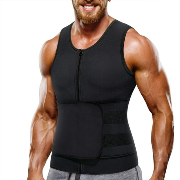 COMFREE Neoprene Sauna Suit for Men Waist Trainer Sweat Vest Zipper Body Shaper with Adjustable Tank Top