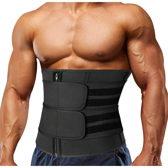 COMFREE Neoprene Sauna Waist Trainer Corset Sweat Belt for Men Weight Loss Body Shaper Compression Trimmer Workout Fitness Fat Burner Back Support