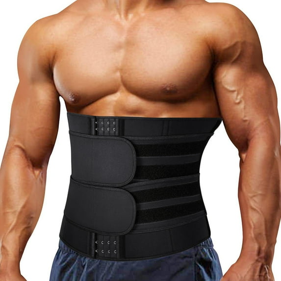 COMFREE Neoprene Sauna Waist Trainer Corset Sweat Belt for Men Weight Loss Body Shaper Compression Trimmer Workout Fitness Fat Burner Back Support