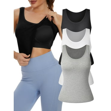 COMFREE Womens Camisoles Tops with Built in Padded Bra Basic Breathable Tank Top(S-3XL)