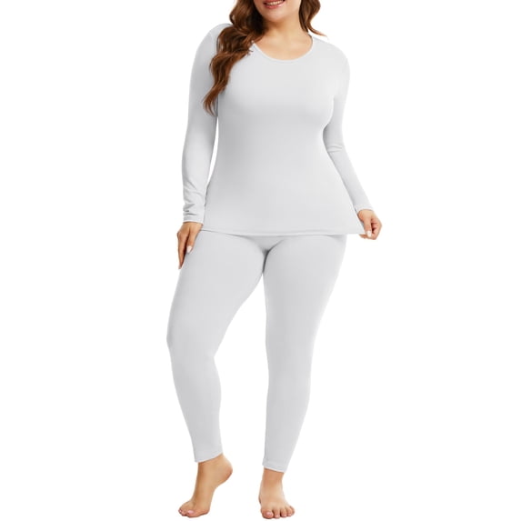 COMFREE Plus Size Women Thermal Underwear Long Johns Base Layer Top and Bottom Sets for Cold Weather