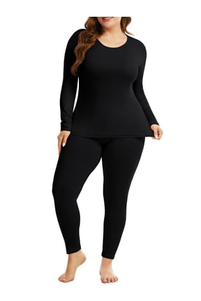 Plus Size Women Thermal Underwear Long Johns Base Layer Top and Bottom Sets for Cold Weather