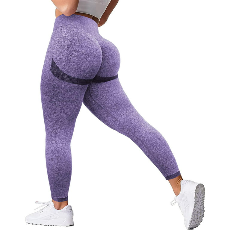 Purple Leggings for Women with Pockets Lift High Waisted Long Pants No  See-Through Yoga Pants Workout Gym Leggings