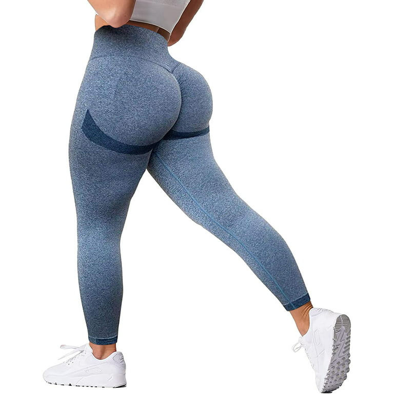 Yoga Basic Yoga Leggings Seamless Slight Stretch Bubble Butt Push Up Tummy  Control Gym Leggings With Punch Out Holes