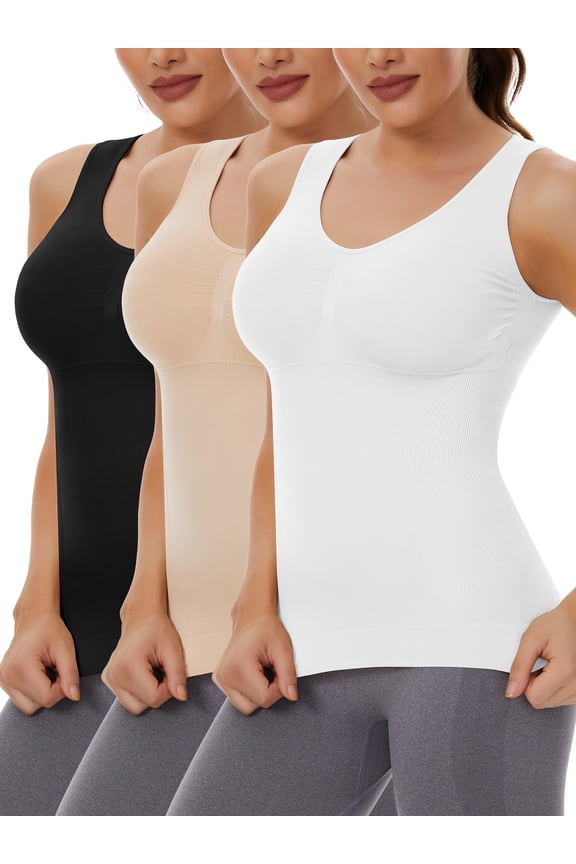Shapewear Camisoles with Built in Bra Tummy Control Compression Tank Tops for Women Body Shaper Padded Tanks