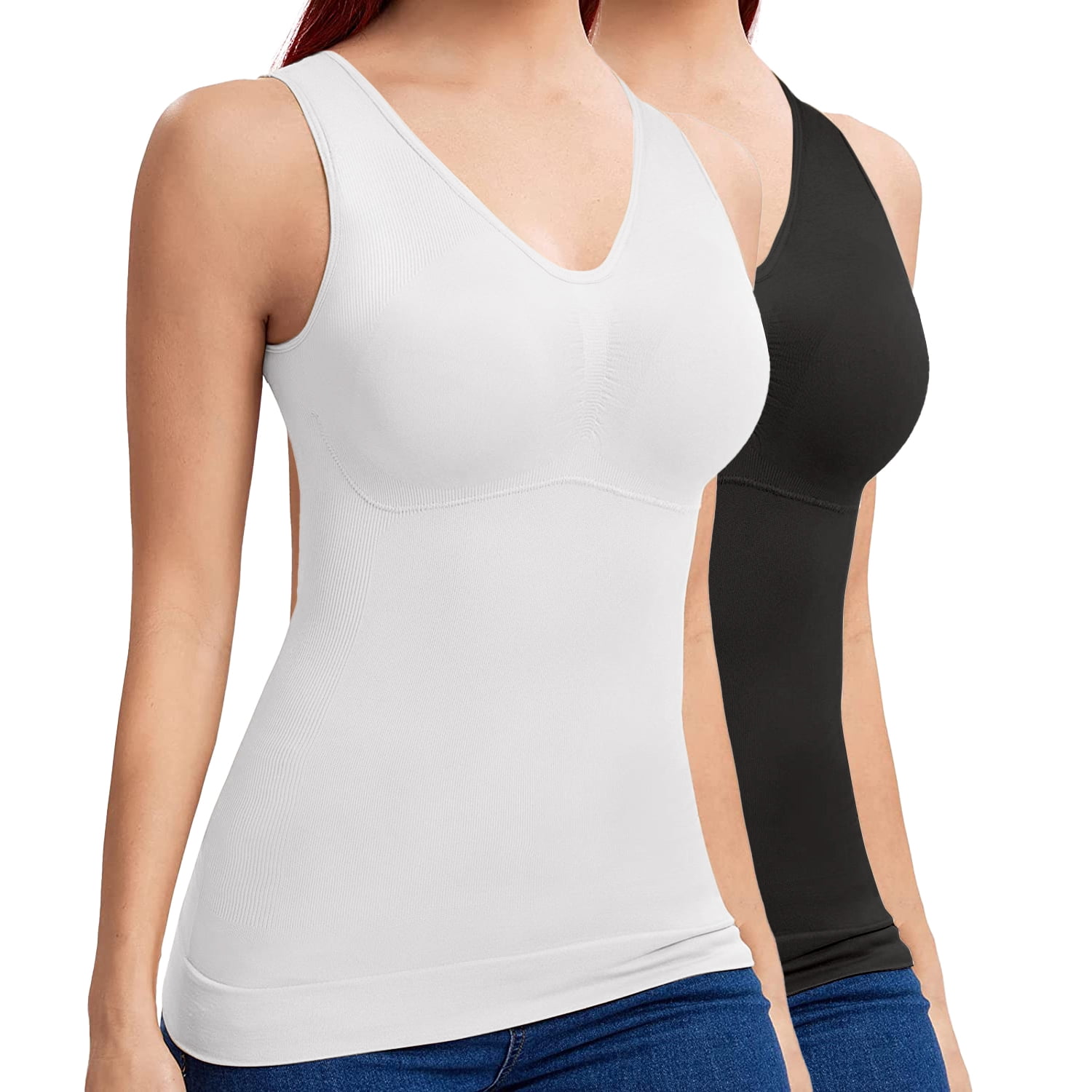COMFREE Shapewear Tank Tops with Bulilt in Bra for Women Tummy Control Vest  Seamless Body Shaper 