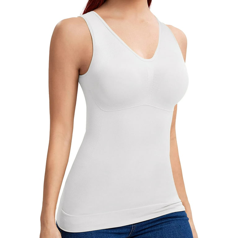 Shapewear Camisoles With Built in Bra Tummy Control Compression Tank Tops  for Women Body Shaper Padded Tanks : : Clothing, Shoes 