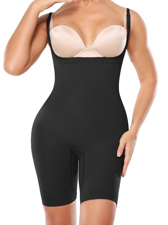 Shapewear for Women Tummy Control Seamless Fajas Colombianas Bodysuit Open Bust Mid Thigh Body Shaper