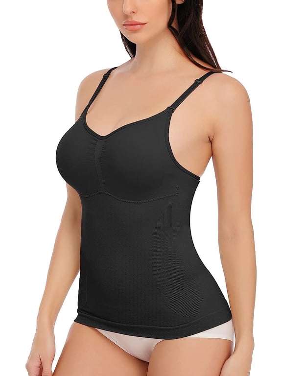 Shapewear with Buit in Removable Pad for Women Tummy Control Tank Tops Adjustable Straps Camisole