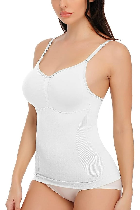 Shapewear with Buit in Removable Pad for Women Tummy Control Tank Tops Adjustable Straps Camisole