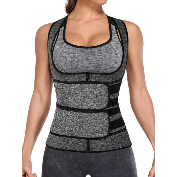 COMFREE Sweat Waist Trainer Cincher Corset for Women Weight Loss Neoprene Sauna Suit Tank Top Zipper Vest Workout Compression Sport Girdle