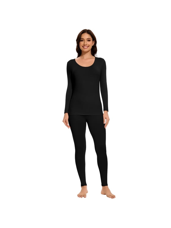 Thermal Underwear for Women, Ultra Soft Long Johns Set Base Layer Top and Bottom for Cold Weather