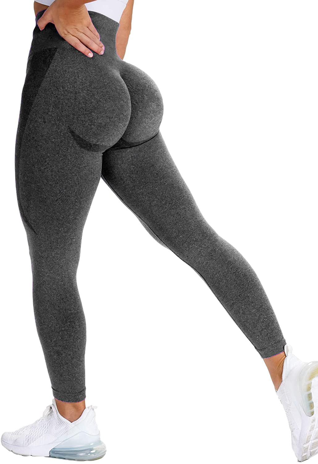 COMFREE Women High Waist Workout Gym Smile Contour Seamless Leggings Tummy  Control Yoga Pants Tights Sports Compression 