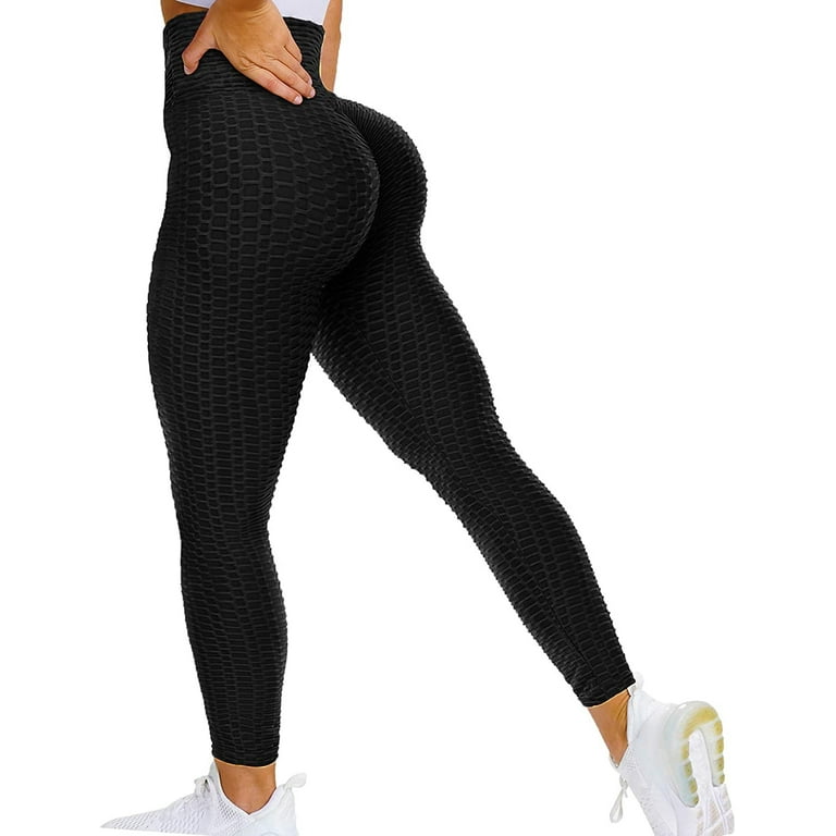 COMFREE Women High Waisted Yoga Pants Workout Butt Lifting Scrunch Booty  Leggings Tummy Control Anti Cellulite Textured Tights 