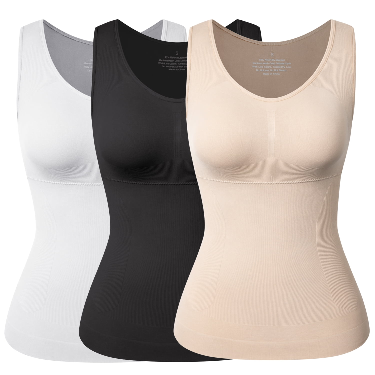 Women's SmoothTec Shapewear Camisole Slimming Cami Built in Bra Black Nude  White - Helia Beer Co