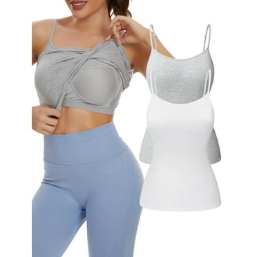 COMFREE Womens Camisoles Tops with Built in Padded Bra Basic Breathable Tank Top(S-3XL)