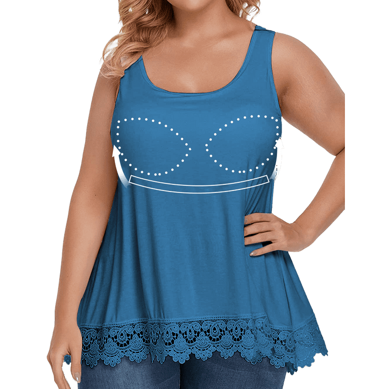 COMFREE Women's Camisole with Built in Bra Plus Size Tank Top Cami
