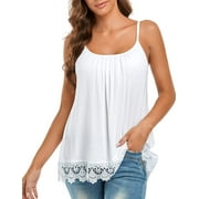 COMFREE Womens Camisole with Built in Bra Plus Size Tank Top Cami Flowy Casual Tops with Adjustable Strap S-4XL