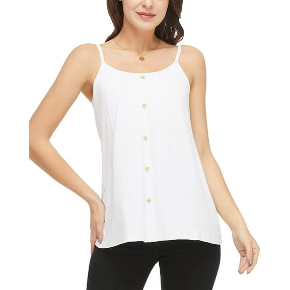 COMFREE Women's Camisole with Built in Bra Plus Size Tank Top Cami Flowy Casual Tops with Adjustable Strap (S-4XL)