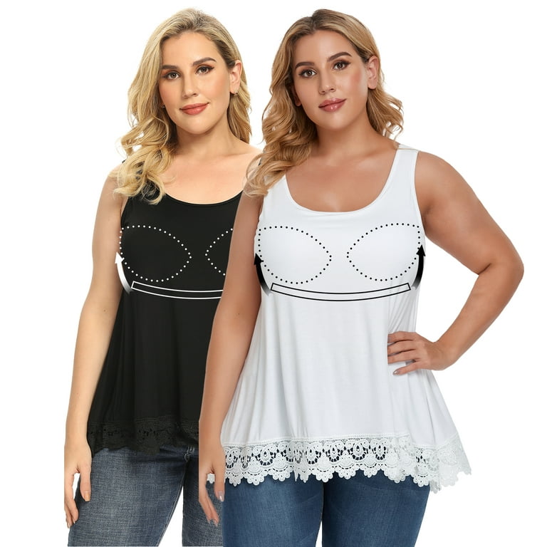 COMFREE Camisole with build in bra for Women Plus Size Adjustable Spaghetti  Straps Flowy Tank Top Casual Cami (S-4XL) 