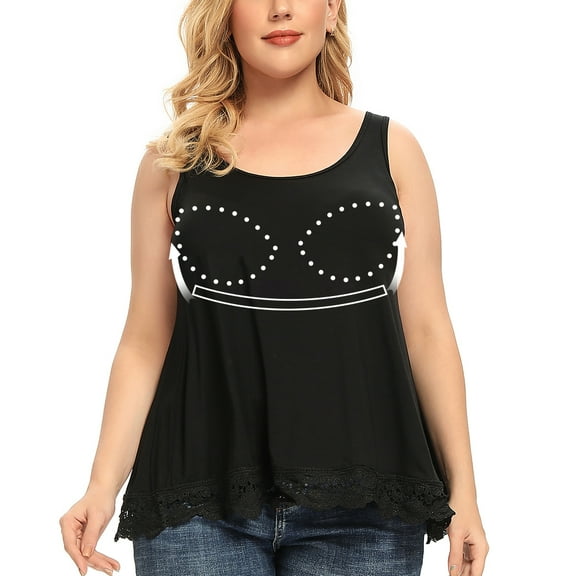 COMFREE Women's Camisole with Built in Bra Plus Size Tank Top Cami Flowy Casual Tops with Adjustable Strap (S-4XL)