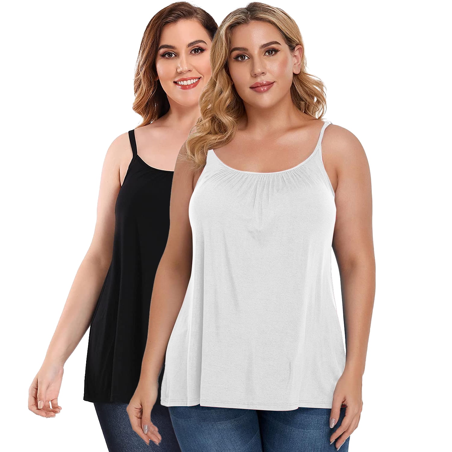 Plus size cami with built in bra sale