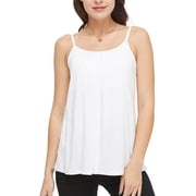 COMFREE Women's Camisole with Built in Bra Tank Top Flowy Swing Pleated Tank Top Cami with Adjustable Strap