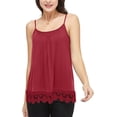thumbnail image 1 of COMFREE Women's Camisole with Built in Bra Tank Top Flowy Swing Pleated Tank Top Cami with lace Trim Red Wine, 1 of 7