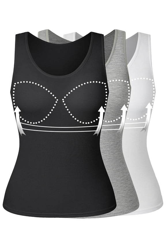 Camisole with Built in Bra for Women Plus Size Tank Tops Wide Strap Tops(S-3XL)
