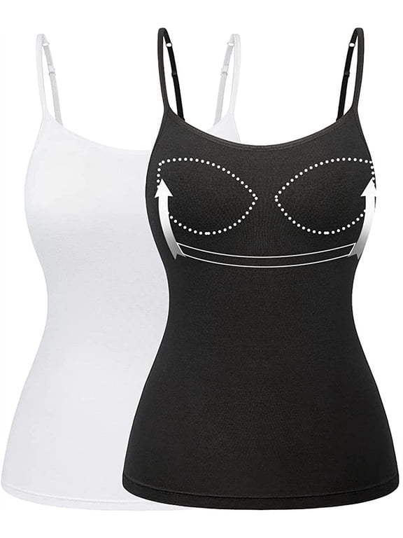 Women's Camisole with Built in Padded Bra Adjustable Spaghetti Strap Tank Top Cami Comfort(S-3XL)