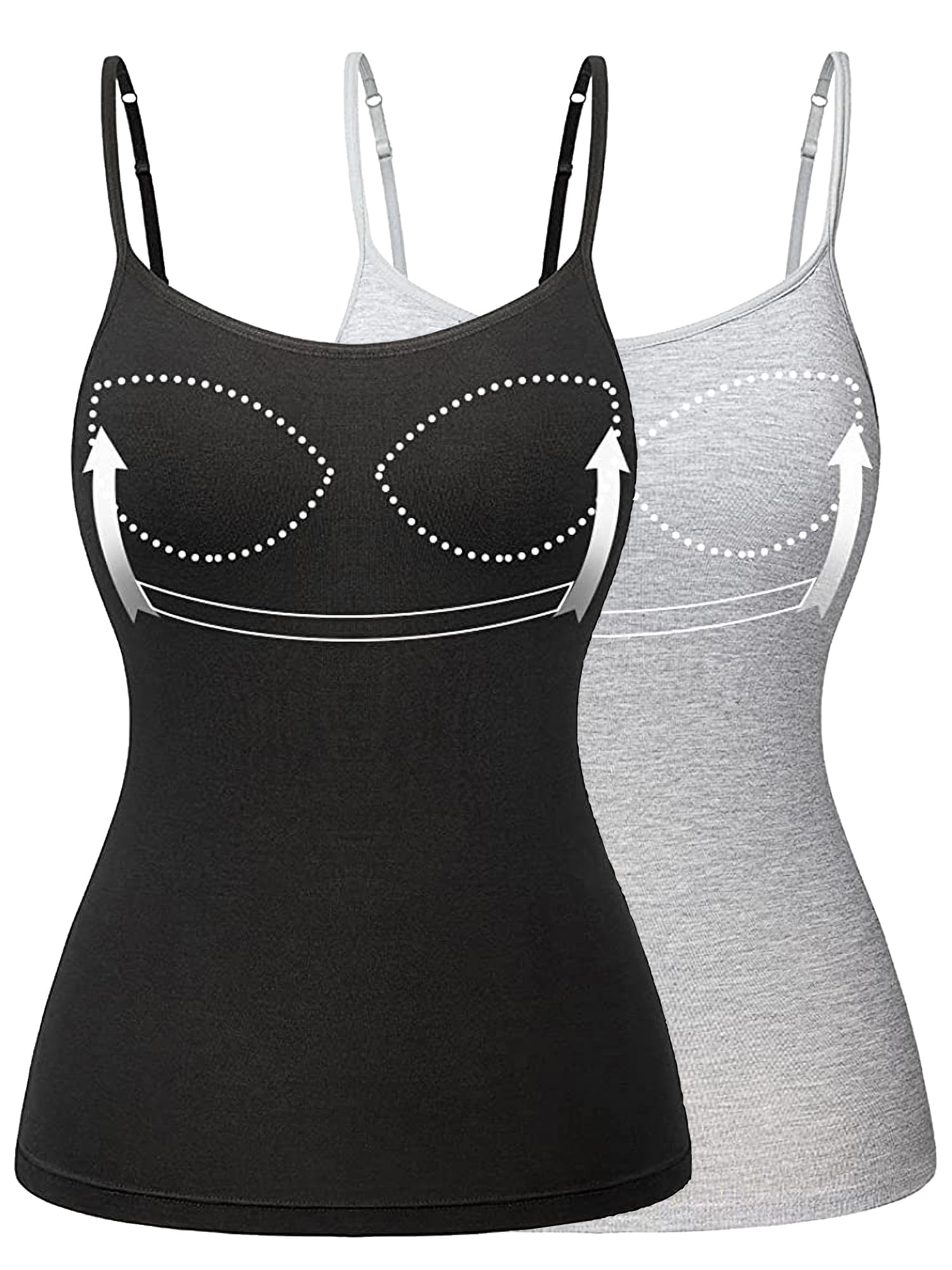 COMFREE Women's Camisole with Built in Padded Bra Adjustable