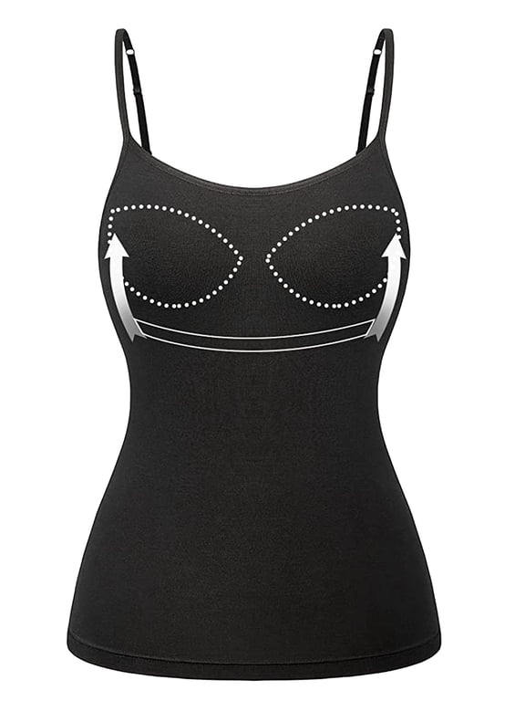 Women's Camisole with Built in Padded Bra Adjustable Spaghetti Strap Tank Top Cami Comfort(S-3XL)