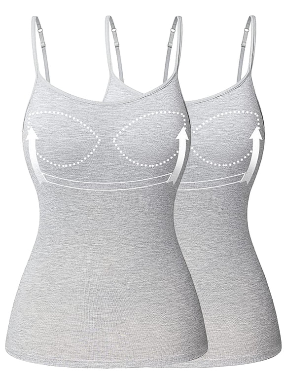 Women's Camisole with Built in Padded Bra Adjustable Spaghetti Strap Tank Top Cami Comfort(S-3XL)