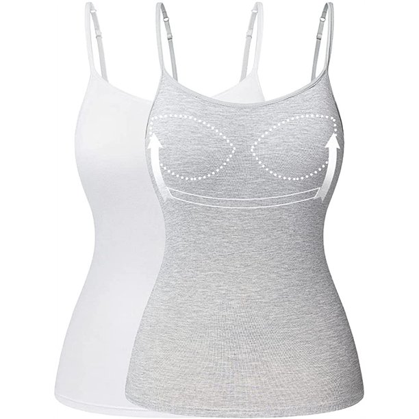 COMFREE Women's Camisole with Built in Padded Bra Adjustable Spaghetti Strap Tank Top Cami