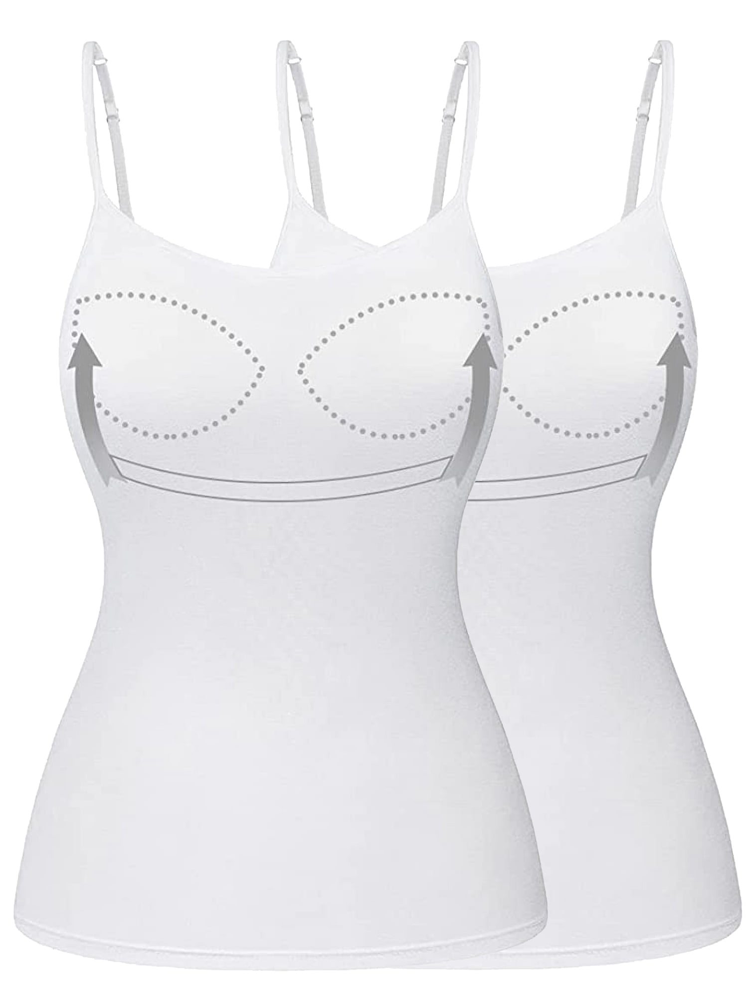  Comfitank - Women Tank Top with Built in Push Up Bra Cotton 2  in 1 Camisole (XL, White+Beige) : Clothing, Shoes & Jewelry