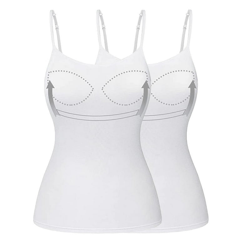 COMFREE Women's Camisole with Built in Padded Bra Adjustable Spaghetti  Strap Tank Top Cami Comfort