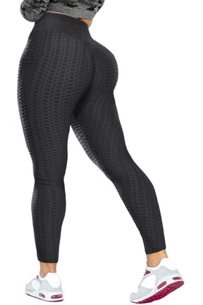 Women's High Waisted Yoga Pants Tummy Control Anti Cellulite Ruched Butt Lifting Scrunch Booty Leggings Workout Running Textured Tights