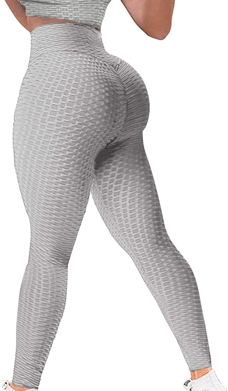 Women's Honeycomb Ruched TikTok Leggings Gym Anti-Cellulite Yoga Workout  Pants 