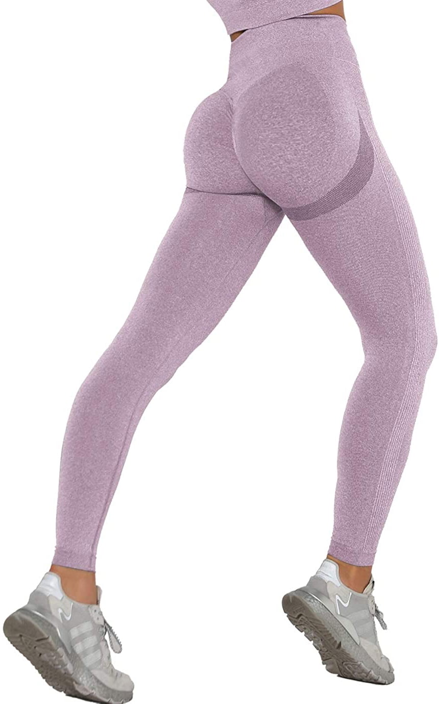 YHWW Leggings,Seamless Yoga Pant High Elastic Sports Fitness Legging Women  High Waist Gym Scrunch Running Training Girl Tight M Rose