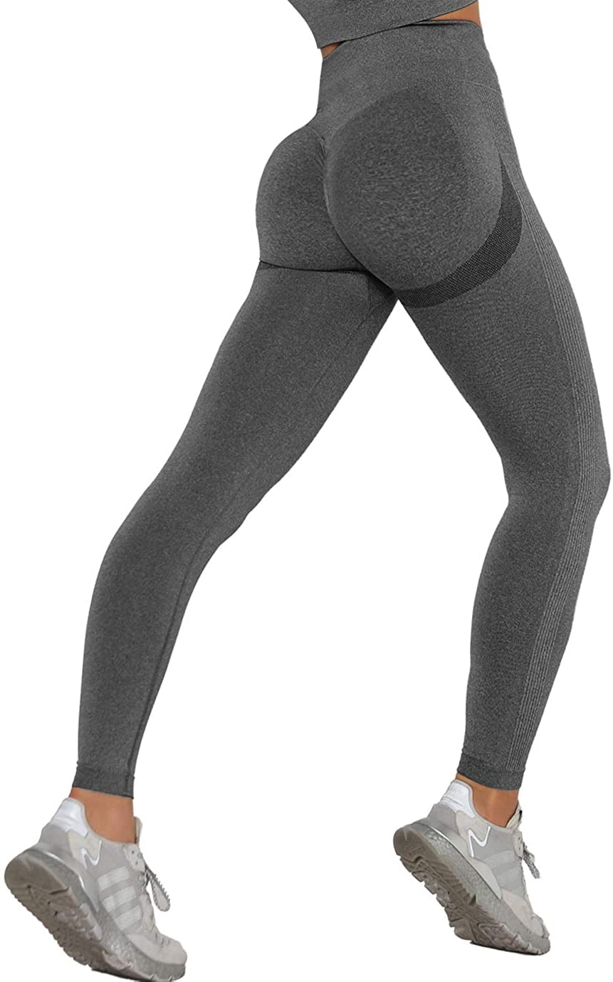 Elainilye Fashion Leggings For Women High Waist Tummy Control Leggings  Sports Fitness Pants Casual Workout Yoga Pants Stretch Pants Leggings,Gray  