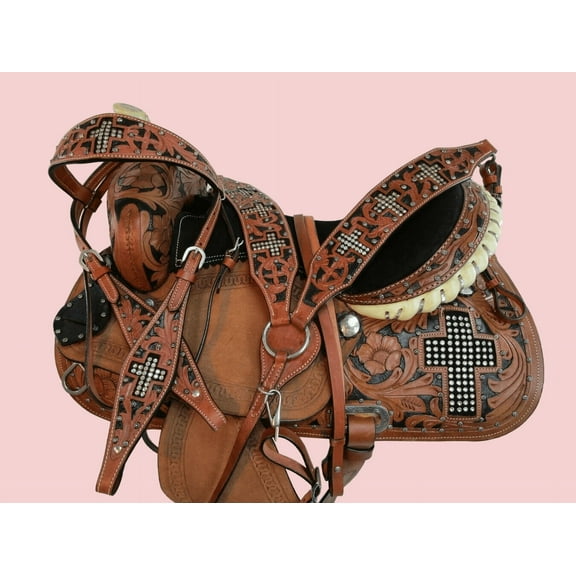 COMFY TRAIL WESTERN HORSE SADDLE PLEASURE FLORAL TOOLED LEATHER TACK