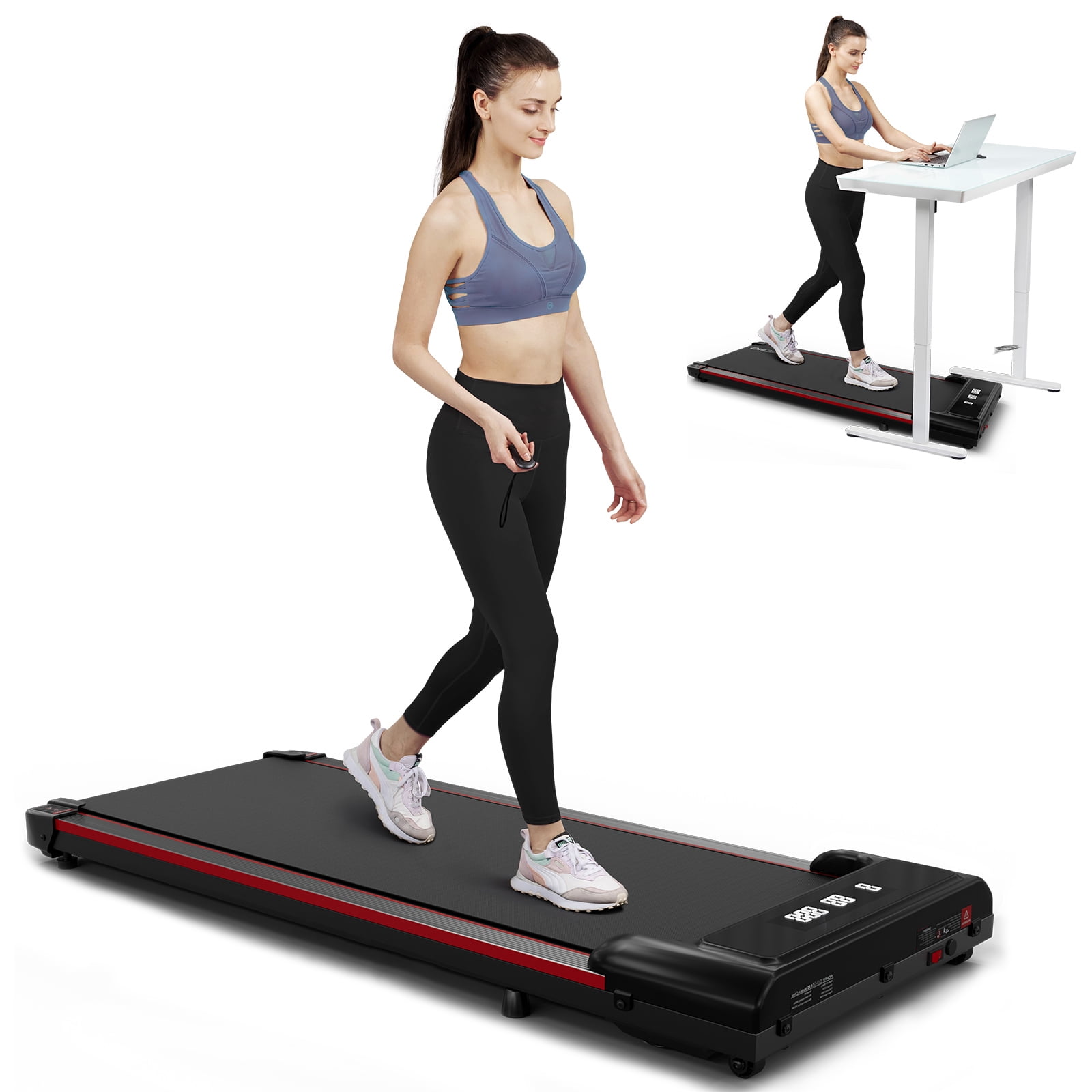 COMHOMA 2.5HP Walking Pad, 300lb Under Desk Treadmill for Workouts, 40*16 Walking Area, 2-in-1 Portable Electric Treadmill with Remote Control & LED Display for Home Office