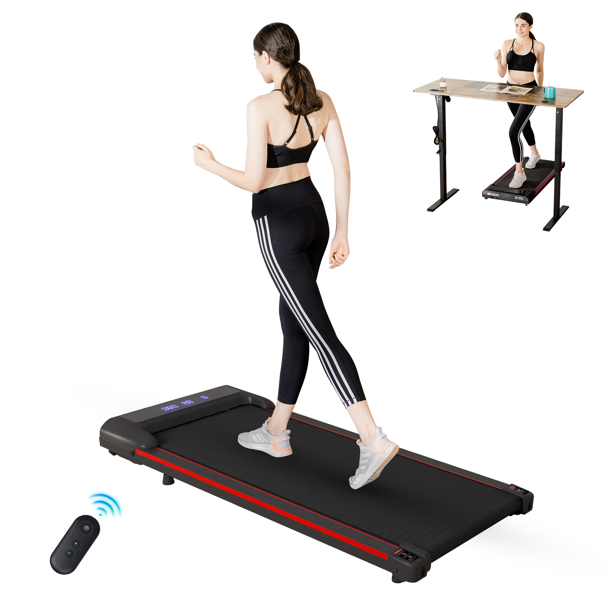 CoolHut Walking Pad Under Desk, 2 in 1 Portable Folding Treadmill for ...