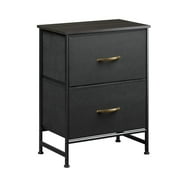 COMHOMA 2 Drawer, Dressers for Bedroom Furniture, Chest of Drawers, Fabric Drawer for Kids and Adults, Black