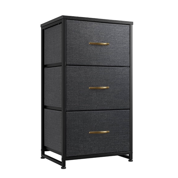 COMHOMA 3 Drawer, Dressers for Bedroom Furniture, Chest of Drawers, Fabric Drawer for Kids and Adults, Black