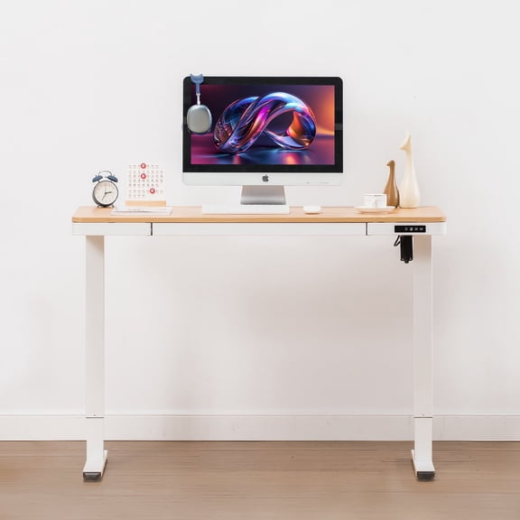 COMHOMA 48 x 24 inch Ergonomic Standing Desk with Built-In Drawer, Child and Pet-Safe Rounded Corners, and High Load Capacity