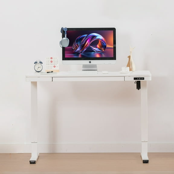 COMHOMA 48 x 24 inch Ergonomic Standing Desk with Built-In Drawer, Child and Pet-Safe Rounded Corners, and High Load Capacity