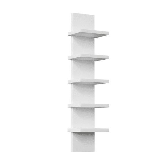 COMHOMA 5 Tier Wall Shelf Unit, White Floating Wall Shelves, Vertical Wall Organizer for Bedroom, Living Room & Home Decor