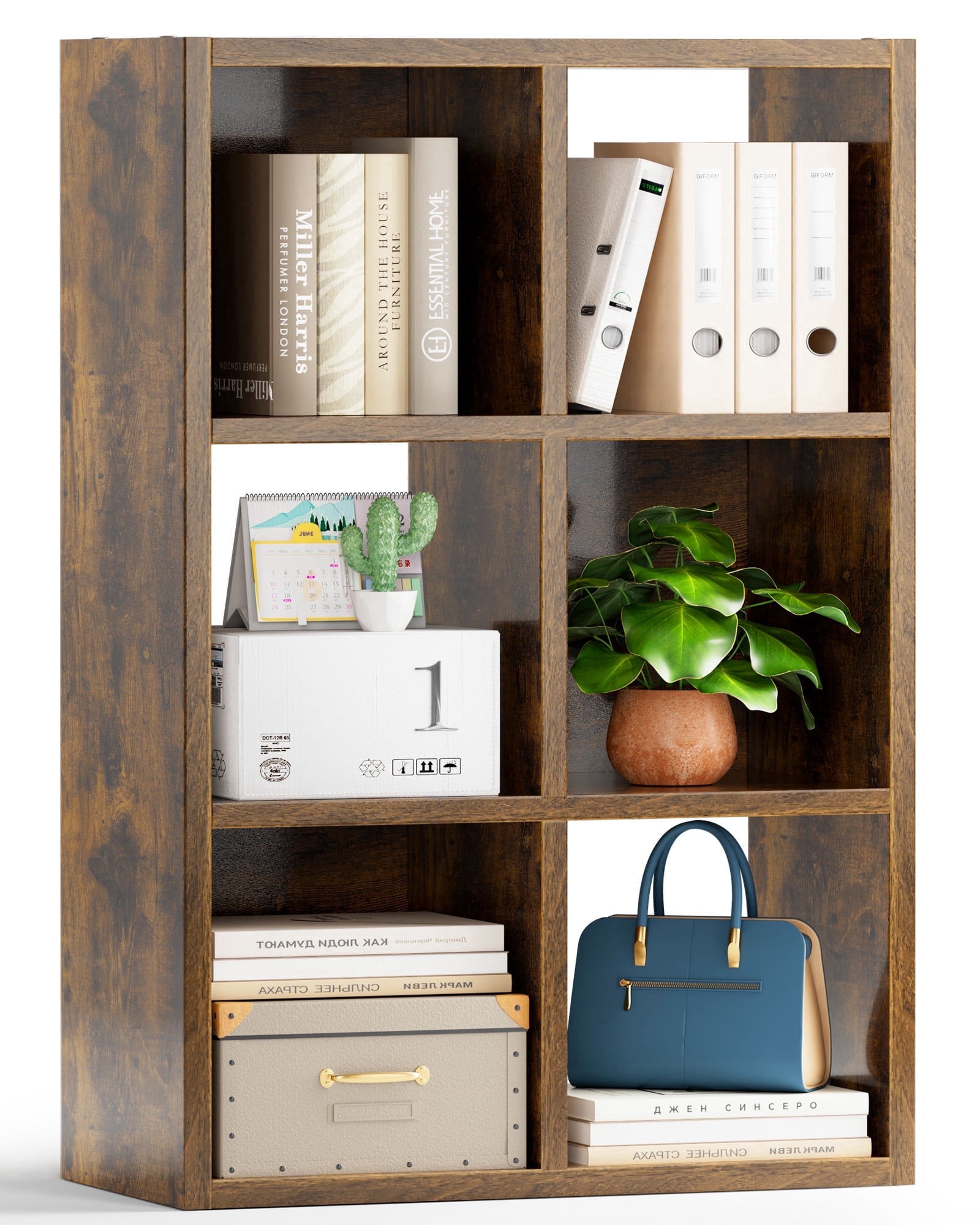 LUCKLIFE 6  Cube Storage Organizer with Open Back and Removable Back Panels, Brown